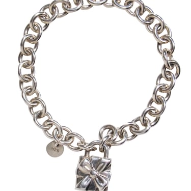 Tiffany & Co. - Sterling Silver Chain Bracelet w/ Locking Present Charm