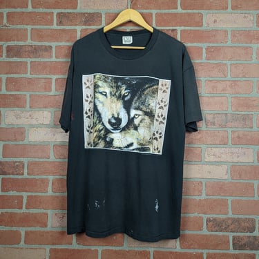 Vintage 90s Wolves ORIGINAL Graphic Nature Tee - 2 Extra Large 