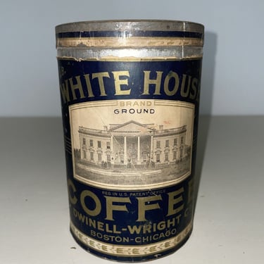 White House Brand Coffee Tin Paper Label Dwindled-Wright Co. Boston-Chicago vintage advertisement tin, collectible tins, coffee can 