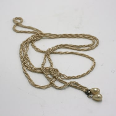 vintage seed pearl rope or lariat necklace 