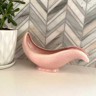 Mid Century Red Wing Speckled Pink Console Bowl, No. 1582, Vintage Pottery, Atomic Design, MCM Planter, Home Decor 