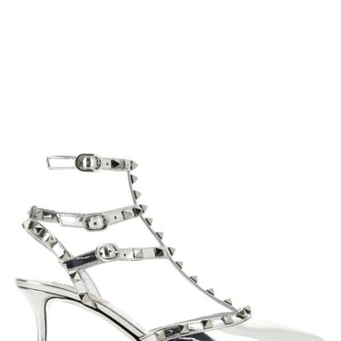 Valentino Garavani Women Silver Leather Rockstud Pumps