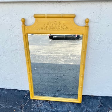 Faux Bamboo Mirror by Dixie Aloha 43x27 FREE SHIPPING Vintage Yellow Coastal Hollywood Regency 