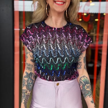 Vintage 70s sequin disco top