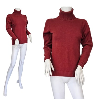 Ballantyne 1970's Brick Red Cashmere Sweater Turtle Neck Sweater I Sz Med I Pull over Cashmere Sweater 