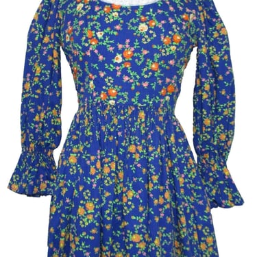 Prairie Dress, Vtg 60s 70s, Handmade Mini Dress, XS Women, Cottagecore, Boho, Embroidered 