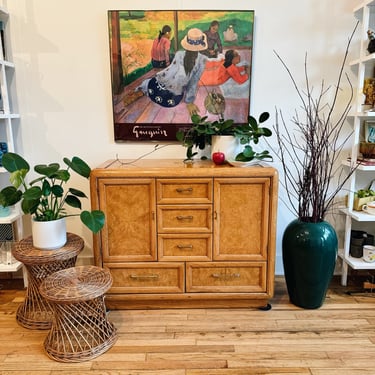 Thomasville Burl Wood Flip-Top Bar Cabinet