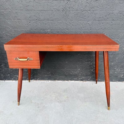 Wood Mcm Writing Desk With Single Drawer