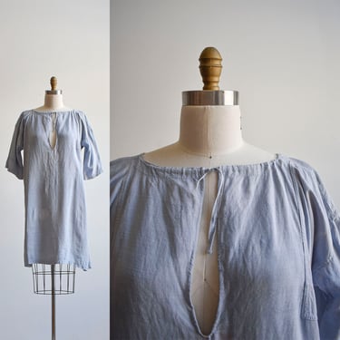 Antique French Blue Linen Sack Dress 