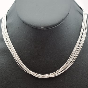 80's Relios 12 strand liquid silver Southwestern necklace, long Carolyn Pollack 925 sterling necklace 