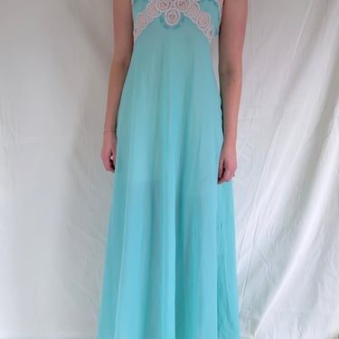 1950's Turquoise Slip with Cream Lace