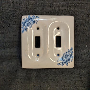 Floral Ceramic Double Switch Cover 4.5 x 4.5