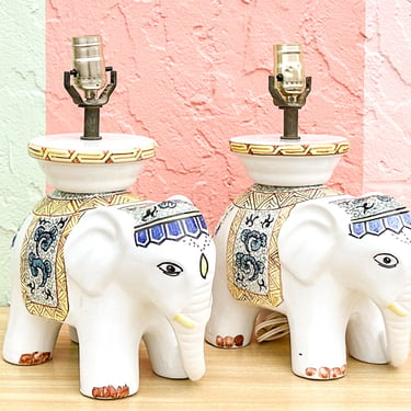 Pair of Adorable Elephant Lamps