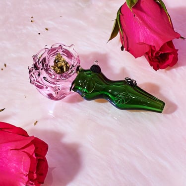 Pink Rose Glass Spoon