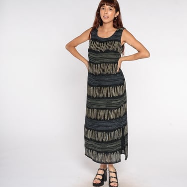Abstract Stripe Dress 90s Black Tan Sleeveless Maxi | Shop Exile - Tucson,  AZ | ATTIC