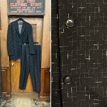 Vintage 1950’s Size L Atomic Fleck Wool Rockabilly Two Piece Suit, Jacket, Sportcoat, Blazer, Pants, Rockabilly Suit, 1950s Suit, Fleck, 