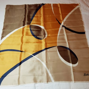 Vintage 30" x 30" BEELINE Silk scarf retro Scarves unisex accessories Neutral color scarf 
