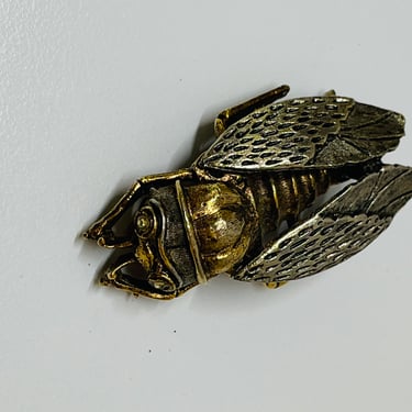 Silver and Gold Cicada Brooch