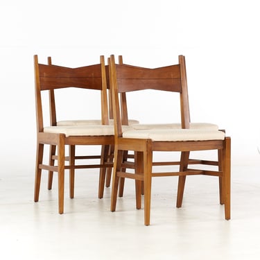 Lane Tuxedo Mid Century Walnut and Rosewood Dining Chairs - Set of 4 - mcm 