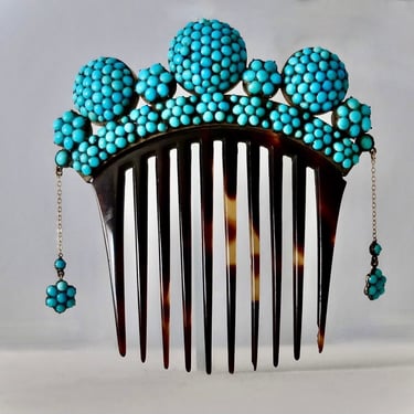 ? {PRICE FIRM} DDR Hair Comb, Sterling Silver & Turquoise Vintage Sterling Silver & Turquoise Hair Comb | eBay main image 3