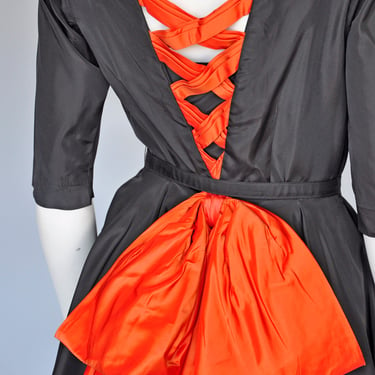 1950s black and orange taffeta party dress  XS/S 