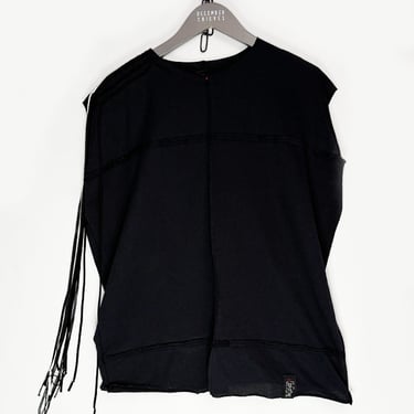 Oversized Tank with Hanging Threads on Right Shoulder