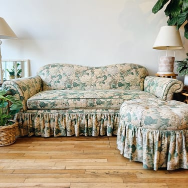 Floral Lee Industries Sofa + Matching Ottoman