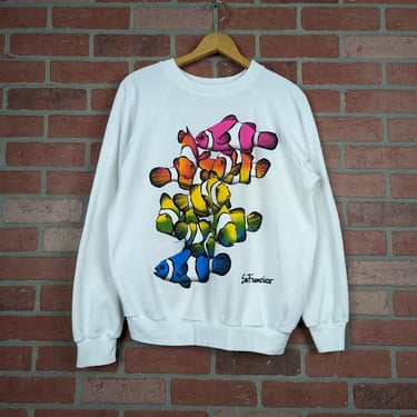Vintage 90s San Fransisco Clownfish School ORIGINAL Crewneck Sweatshirt - Large 