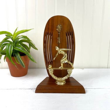 Bowling trophy - vintage 1950s wood and metal trophy to personalize 