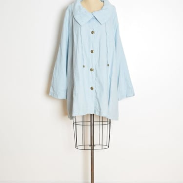 vintage 90s jacket blue linen lagenlook oversized plus size Soft Surroundings 3X clothing 