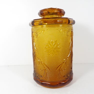 Vintage Tiara Amber Glass Canister by Indiana Glass - Tiara Sandwich Glass Canister 