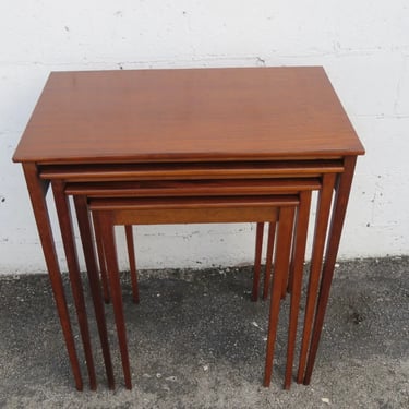 Mid Century Modern Large Tall Nesting Side End Tables Set of Four 3931