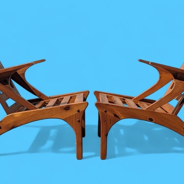 Danish Modern Pine Lounge Chairs 