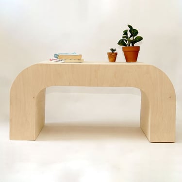 Curved Coffee Table , Horseshoe Coffee Table , U shaped coffee table , Horseshoe Modern rounded table - Natural 