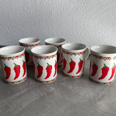 Vintage Otagiri Japan Chili Pepper Coffee Mug | Design by MaryAnn Baker | Vintage Coffee Mug | Southwestern Coffee Cups | *PRICE PER MUG* 