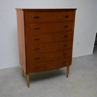 Aggersund Møbelfabrik Six Drawer Danish Teak Tall Dresser Designed by Andreas Pedersen - #A1501