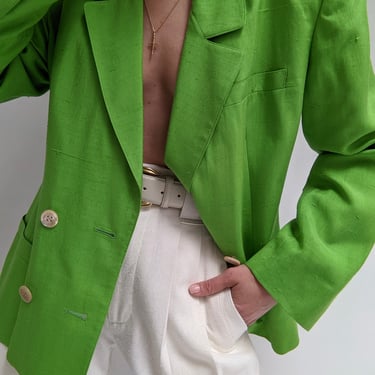 Vintage Lime Woven Silk Blazer