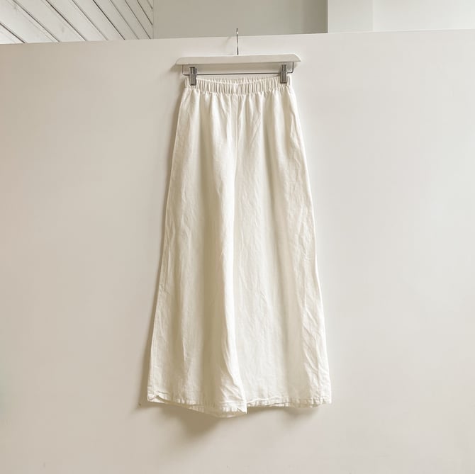 Vintage Ivory Wide Linen Pants