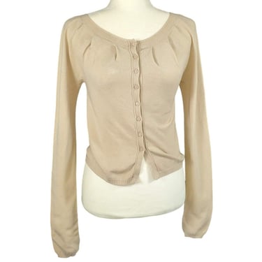 TWINSET Simona Barbieri Large Button Up Tan/Ivory Cardigan Sweater BNWT New! 