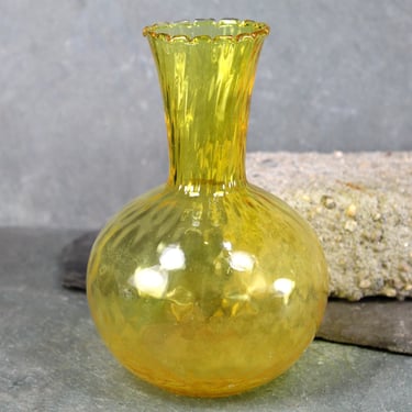Vintage Yellow Blown Glass Vase | Delicate Amber Glass Bud Vase | Handcrafted Pop of Color | FREE SHIPPING 