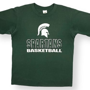 Vintage 90s Michigan State University Spartans Basketball Mesh Graphic T-Shirt Size XL/XXL 