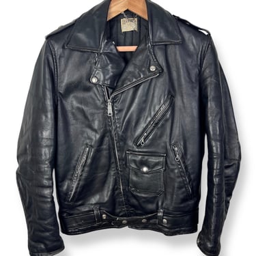 Vintage 1960s FIDELITY Black Leather Motorcycle Jacket ~ size 40 / M ~ Biker ~ Double Rider ~ 60s ~ Talon Zipper 