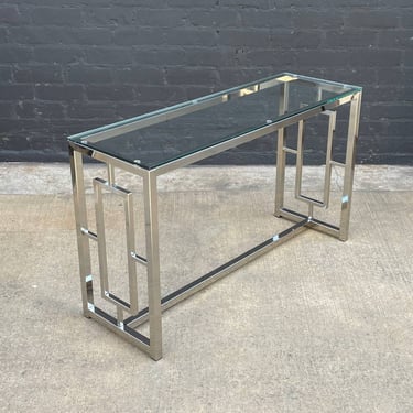 Mid-Century Modern Polished Chrome & Glass Console Table, c.1970’s 