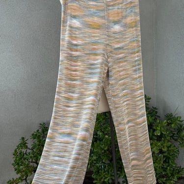 Vintage 80s Missoni knit stripe yellow grey pant fully lined Sz S/M Made in Italy 