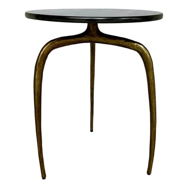 Revelation Modern Black Marble Wishbone Round Side Table