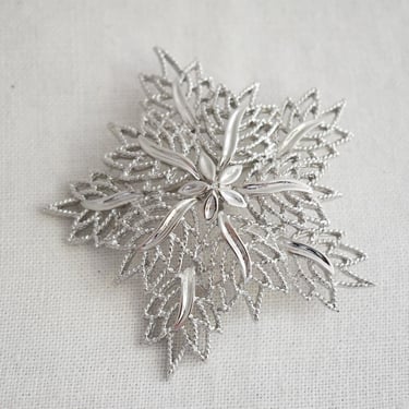 1960s Monet Floral Star Silver Brooch 