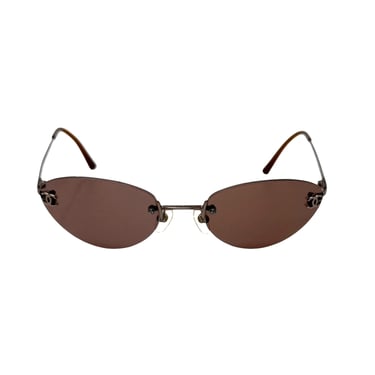 Chanel Brown Mini Rimless Sunglasses