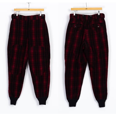 60s Woolrich Red & Black Plaid Hunting Pants - 31