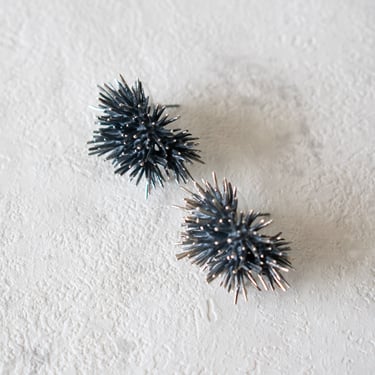 Double Thistle Oxidized Sterling Silver Post Earrings
