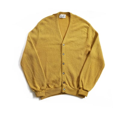 mustard cardigan / vintage cardigan / 1960s Robert Bruce wool alpaca knit Kurt Cobain mustard cardigan Large 